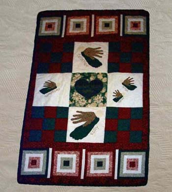 child's hand angel quilt - large
